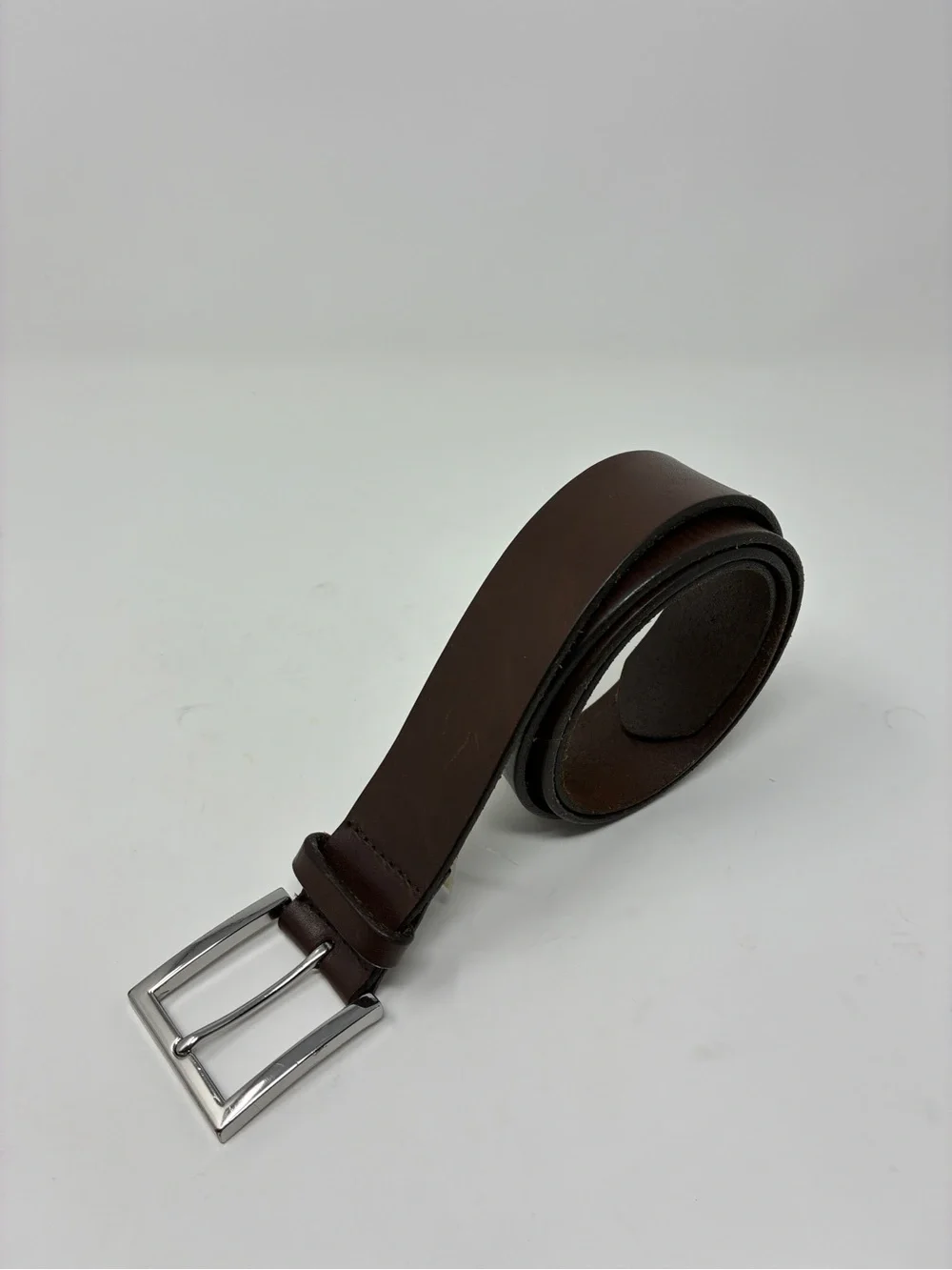 Banana Republic Dark Brown Leather Belt with Silver Buckle 36